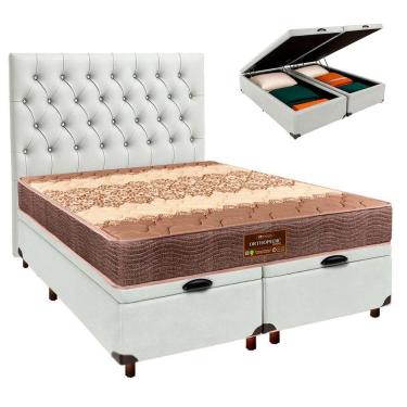 Imagem de Cama Box Bau + Colchão Queen D26 Ortophedic Sankonfort + Cabeceira Estofada