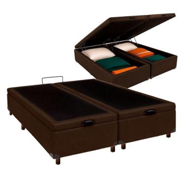 Imagem de Cama Box Bau Casal Blindado Nature Marrom 138x188