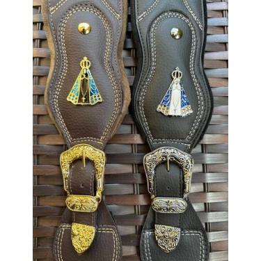 Imagem de Correia Artesanal com Santa p/ violao/guitarra/baixo/viola - Nt guitas