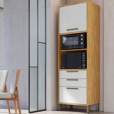 Imagem de Torre Quente Syrah 2 Portas 2 Gavetas 100% Mdf Amêndoa/Branco - Rio Doce