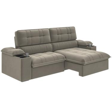 Imagem de Sofá Retrátil e Reclinável 3 Lugares 2,10m c/ Porta Copos Slim