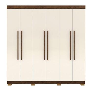 Imagem de Guarda-roupa Alto 6 Portas 2 Gavetas Norway Imbuia-champanhe - VILA RI