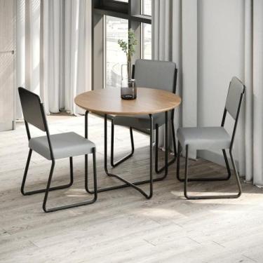 Imagem de Conjunto 2 Cadeiras de Jantar Next Tecido Mesclado Est.Preta - Metalig