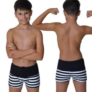 Imagem de SUNGA INFANTIL BOXER PRETO LISTRA PRETO E BRANCO-Masculino