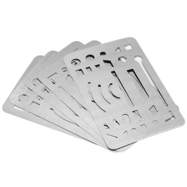 Imagem de Dioche Escudo de Aço Inoxidável Multiuso 10pcs | 27 Orifícios Desenho Régua de Padrão de Engenharia e Arte (Aço inoxidável)