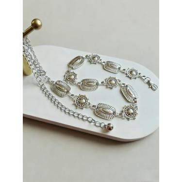 Imagem de Cinto de corrente de prata para mulheres, moda plus size, correntes prateadas, cintos de metal, vintage, delicados, modernos, acessórios para vestidos, elegantes