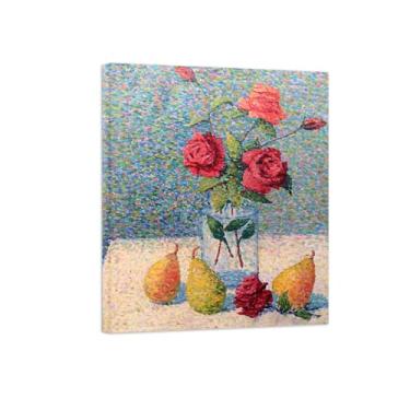 Imagem de Pôster e impressões em tela de flores vintage - reprodução de pintura de arte de parede famosa - Still Life with Roses-Pictures Ready to Hang 90x108cm35x42in tela embrulhada