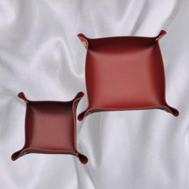 Imagem de Bandeja de armazenamento dobrável multifuncional e porta-copos tapete de copos de café joias item de joias organizador de legumes e frutas 2 conjunto vermelho escuro 1