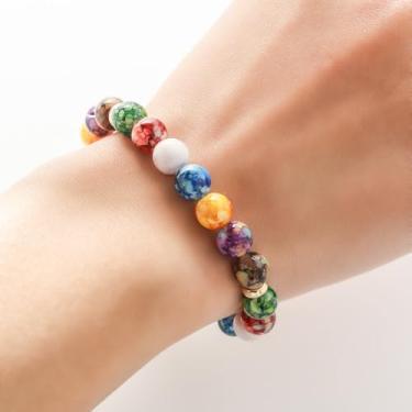 Imagem de Pulseiras femininas de cristal de cura com pedras preciosas naturais com cristais de coruja prata com contas de pedra para meditação de equilíbrio de energia de ioga