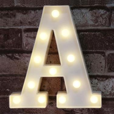 Imagem de Letreiro de LED para letreiro com letras, letras iluminadas para decoração de aniversário de casamento, festa em casa, alfabeto iluminado, letra A