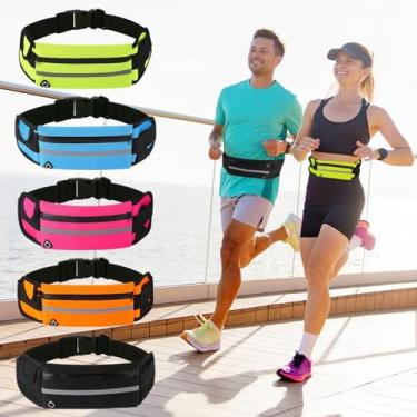 Imagem de Pochete de corrida ultrafina, pochete esportiva, bolsa para celular, bolsa de dinheiro, para corrida, caminhada, ciclismo, acessórios de corrida, Verde, Cintura respirável e impermeável para corrida
