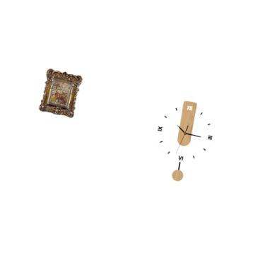 Imagem de Fenteer Moldura de Foto Floral E Relógio de Parede Silencioso com Grandes Algarismos Romanos, Mesa Antiga E Decoração de Parede para Casa, Escritório, Dormitó