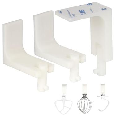 Imagem de LUVCOSY 3 pacotes de suportes de fixação compatíveis com acessórios de batedeira KitchenAid, organize seus batedores planos, ganchos de massa e batedeiras de arame (mixer KitchenAid não incluído)