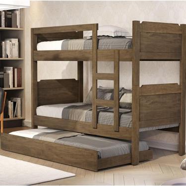 Imagem de Beliche Quarto Solteiro Star Com Auxiliar Castanho Castanho