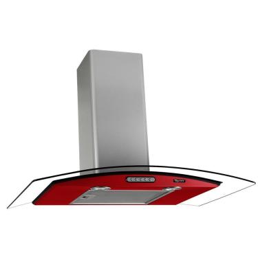 Imagem de Coifa Terim Vidro Curvo Duto Slim 70 cm Vermelho Inox 110V