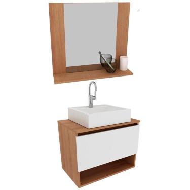Imagem de Conjunto Para Banheiro Com Cuba E Espelho Bn7 Amendoa Branco