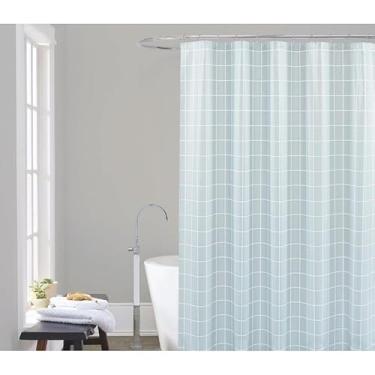 Imagem de Box Banheiro, Cortina Box 180cm X 160cm com Ganchos Impermeável - Antimofo, Cortina Banheiro, Resistente(Quadriculado Cinza)