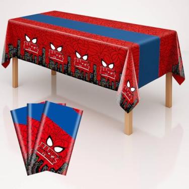 Imagem de iCrius 3 peças de toalhas de mesa com tema de aranha, capas de mesa de plástico descartáveis para festas de aniversário, 137 x 272 cm (Cidade Aranha, 3 peças)