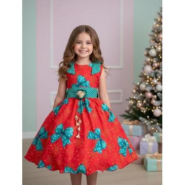 Imagem de Vestido Infantil Natalino Alegria do Natal Vermelho para Festas e Cele