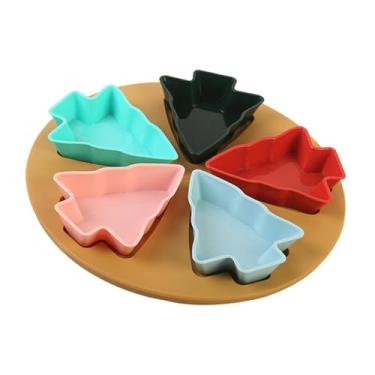 Imagem de YWJLQH Bandeja para servir lanches de árvore de Natal, prato de Natal, caixa de lanches para festas, recipiente para biscoitos, vegetais, entretenimento, 5 Grade