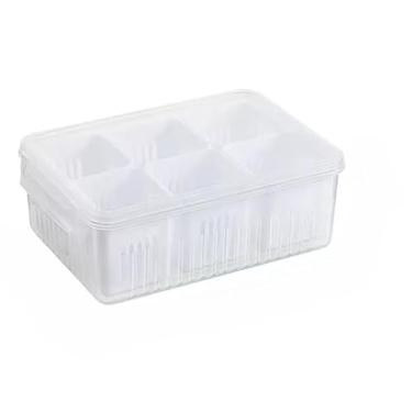 Imagem de Organizadores De Geladeira HerméTicos - Potes Para Armazenar Alimentos, Verduras, Legumes E Frutas(1 peça : 6 divisorias (12344))