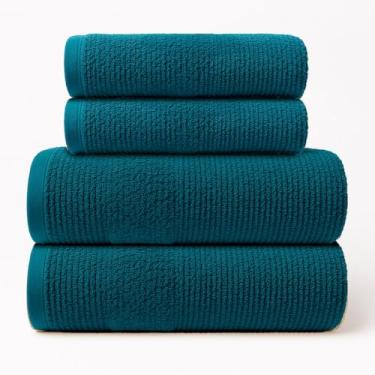 Imagem de Jogo de Toalhas de Banho Gigantes e Macias 4 Peças 100% Algodão Super Luxo – Alta Absorção e Conforto Premium (Verde Petroleo)