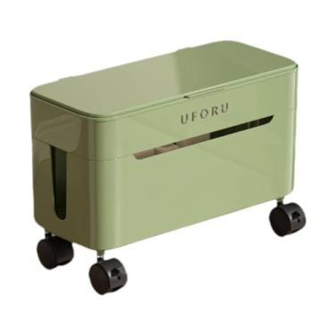 Imagem de FytStycale Organizador de cabos para organização de cabos, para computador de mesa e escritório, com rodas, para carregadores e armazenamento de fios, Verde
