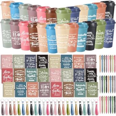 Imagem de Skylety Conjunto de 24 / 96 peças conjunto de presente de agradecimento de equipe presente de Natal para funcionários a granel 473 ml xícaras de café agradecimento mini cadernos espirais canetas