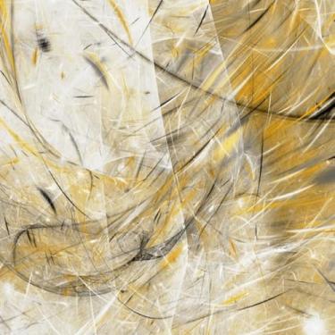 Imagem de Quadro Decorativo Abstrato Amarelo com Estampa Fractal Arte Contemporânea para Sala Quarto Escritório 40x40cm