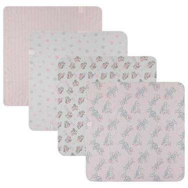 Imagem de Disney Pacote com 4 cobertores para bebês — 100% flanela de algodão, 71 cm x 71 cm — Disponível em Mickey, Minnie, Pooh, Stitch ou Angel — Cobertores macios, arrotos e carrinhos de bebê — Pronto para