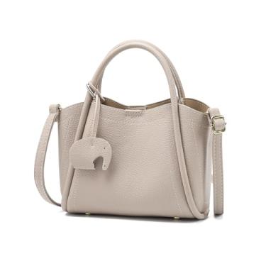 Imagem de Pequena bolsa transversal para mulheres, mini bolsa de mão de couro sintético com alça superior e alça ajustável, bolsa de ombro elegante, Caqui