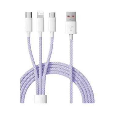 Imagem de Cabo De Carregamento Rápido 66W 3 Em 1 6A Micro USB Tipo C Cabo De Dad