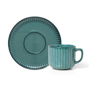 Imagem de Xícara Com Pires Copa E Cia Ravonna Em Cerâmica Chloros Verde