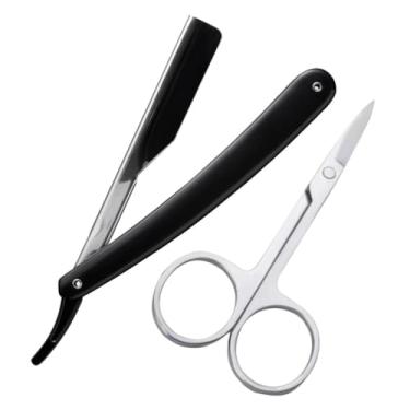 Imagem de Navalha Navalhete Aço Inox Para Barbeiro Acabamento De Barba Bigode Cabelo Multiuso + Tesoura Reta Para Acabamento Em Aço Inox + Necessaire