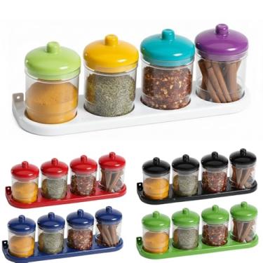 Imagem de Porta Tempero Porta 4 Potes Com Base Para Parede Cozinha Premium Condimentos Temperos - PANAMI