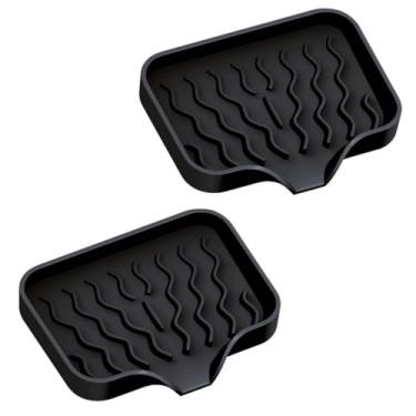 Imagem de 2 unidades de saboneteira de silicone autodrenante - suporte de sabão para chuveiro, banheiro e pia de cozinha, bandeja de sabão em cascata (preto)