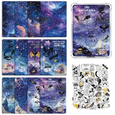 Imagem de Rngmsi Inserção de cartolina para capa transparente – 12 peças de inserções de cartão de dragão fantasia compatíveis com Kindle Paperwhite 11 a 12, 50 peças de adesivos mágicos para E-Reader