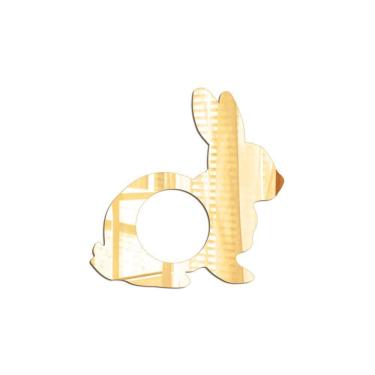 Imagem de Porta Guardanapo Espelhado Coelho Kit 4 Peças 8cmx8cm - Cria Arte Laser Dourado