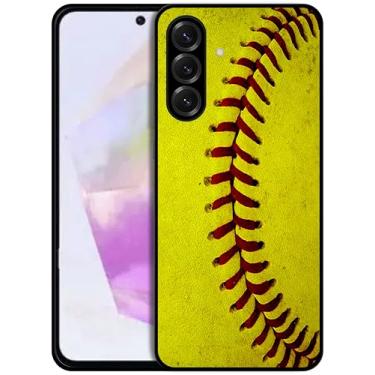 Imagem de SM CASES Capa para Samsung Galaxy A56 5G - Capa protetora de borracha TPU à prova de choque com estampa de softball, design impresso em 2D, para Samsung Galaxy A56 5G, preta