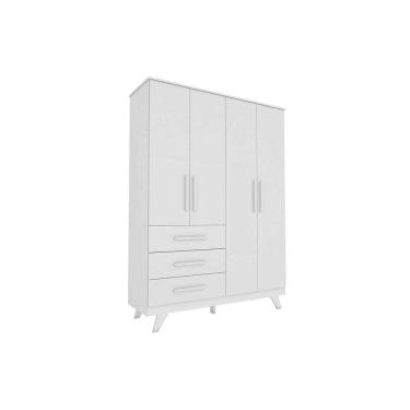 Imagem de Guarda Roupa Bebê Retrô C- 4 Portas E 3 Gavetas Branco - Peroba