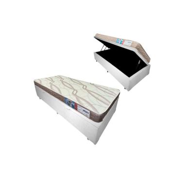 Imagem de Cama Box Baú Solteiro Sintético + Colchão Cali Espuma D23 Toraflex 88x188x54 Cor:branco