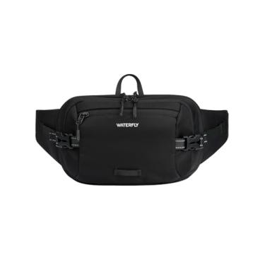 Imagem de WATERFLY Pochete grande de 3L, bolsa de quadril com abertura de 180° com vários bolsos, bolsa de cintura antifurto com bloqueio de RFID para mulheres, homens, viagens, caminhadas, uso diário, preto