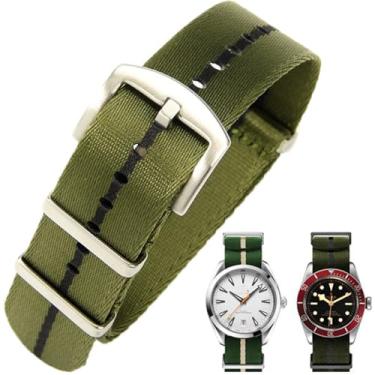 Imagem de Aoeiwv Pulseira de relógio de nylon balístico militar de 20 mm, 22 mm, com fivela pesada, macia, durável, impermeável, pulseira de reposição de nylon premium para homens e mulheres
