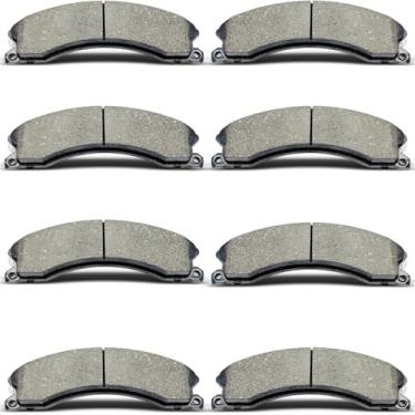 Imagem de DYZJKWJW D1411 D1411 Conjunto de pastilhas de freio de cerâmica dianteiras traseiras adequadas para Chevrolet Silverado 2500HD/3500 HD 2011-2019, GMC Sierra 2500HD/3500HD 2016-2018, CHEVROLET SUBURBAN