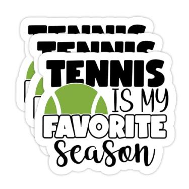 Imagem de (3 peças) Adesivo Tennis is My Favorite Season, adesivos de tênis, adesivo esportivo para tenistas, time de tênis – Decalque de vinil à prova d'água para livros, laptops, copos de água, 7 x 6 cm