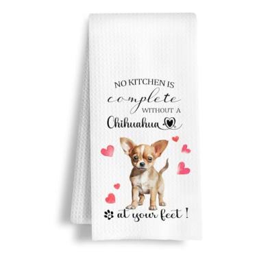 Imagem de HSIASHENG Chihuahua Presentes Toalhas de cozinha, presentes para amantes de chihuahua, presente de dono para amantes de cães, presente para mulheres, homens, prato decorativo, chá, toalhas de mão para