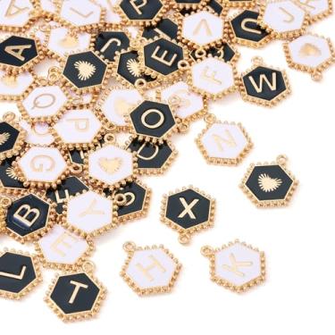 Imagem de Spritewelry Berloques de letras para fabricação de joias de liga esmaltada, pingentes de letra inicial maiúscula A-Z, pingentes do alfabeto para colar, pulseira, brincos, chaveiros, suprimentos de