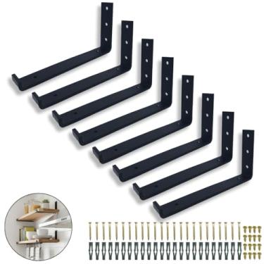 Imagem de Kit 8 Suportes Multiuso Mão Francesa Gancho 20cm Acabamento Moderno Aço Alta Durabilidade (Preto)