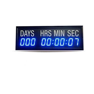 Imagem de Relógio digital grande de LED de 4,8 cm azul dia hora minuto e segundo LED contagem regressiva, cronômetro, relógio de parede, garagem, academia, sala de treinamento (HIT9-1.8B) Ferragens de furos de