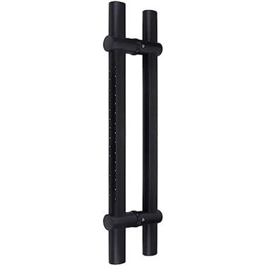 Imagem de Maçaneta de porta de aço inoxidável preta - espaçamento de orifício ajustável, adequada para porta deslizante de celeiro de casa/porta de vidro de escritório, 3 comprimentos - 600 × 400 mm